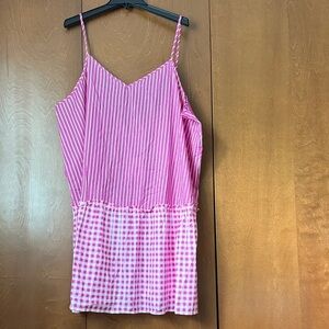 J Crew NWT Pink Striped & Gingham PlaySpaghetti Strap Cover Up Tunic 3X $89.50